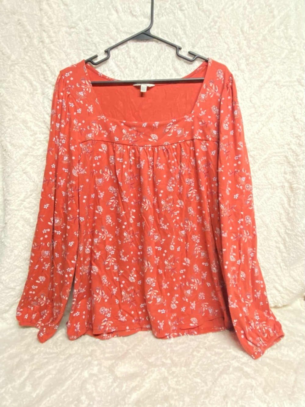 Lucky Brand Coral Floral Scoop-Neck Long Sleeve Tunic Top